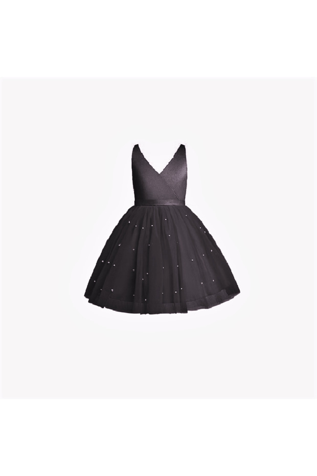 Wrap Neckline Pearl Dress Birthday Graduation Dress