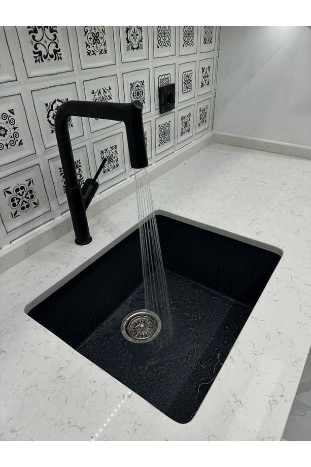 Siyah Tek Göz 40x50 Cm T,üstü,altı,sıfır Granit Evye Gr50 - 1