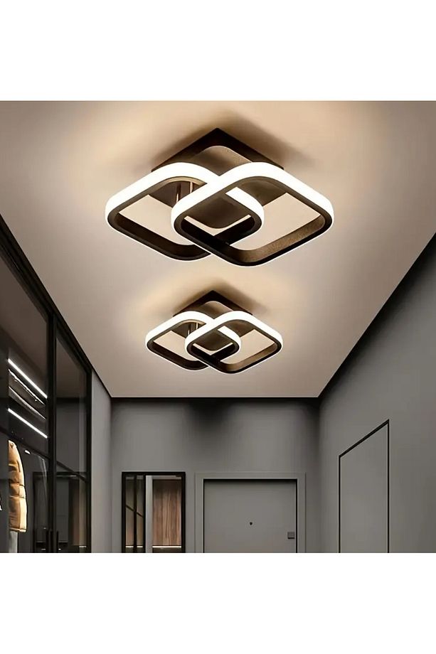 Modern Kare Tavan Led Avize, Siyah Gövde, Güçlü Işık, Salon ve Mutfak İçin - 3