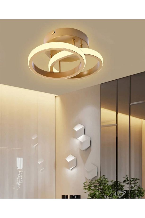 Şık Modern Tasarım Ring Tavan Led Avize, Altın Renk, Oturma ve Mutfak Alanları İçin - 2