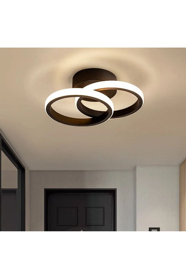 Modern Tasarım Ring Plafonyer Tavan Led Avize Siyah Gövde Power Salon Hol Mutfak Oda Ledli Avize - 1