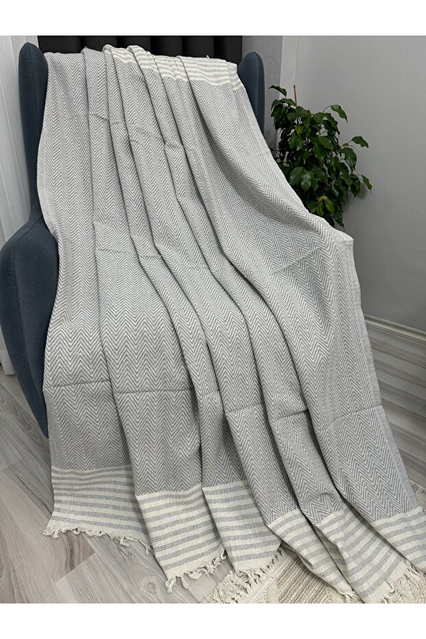 Eco-Friendly Non-Removable Buldan Diaper Cotton Sofa Cover Sofa Bed Cover 170X220 Cm. Light Gray
