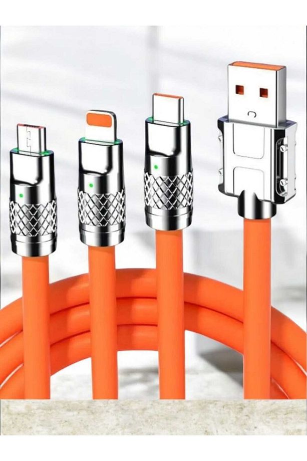 Android Manyetik Mıknatıslı Şarj Kablosu Micro Usb Type-c 3in1 3 Başlıklı Kablo - 1