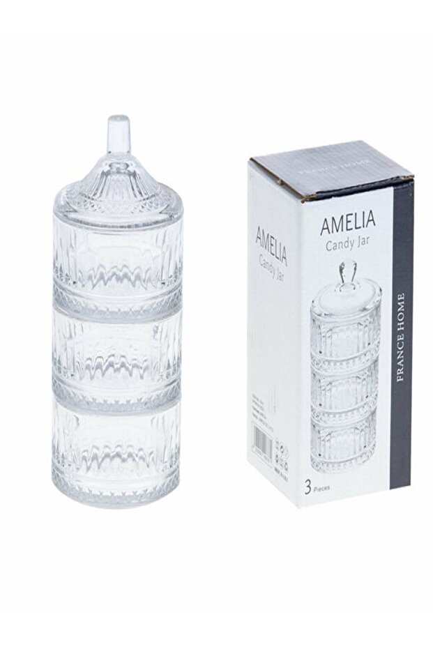 ŞEKERLİK 3 KATLI kapaklı elegans ve timeles model mini boy lokumluk drajelik - 1