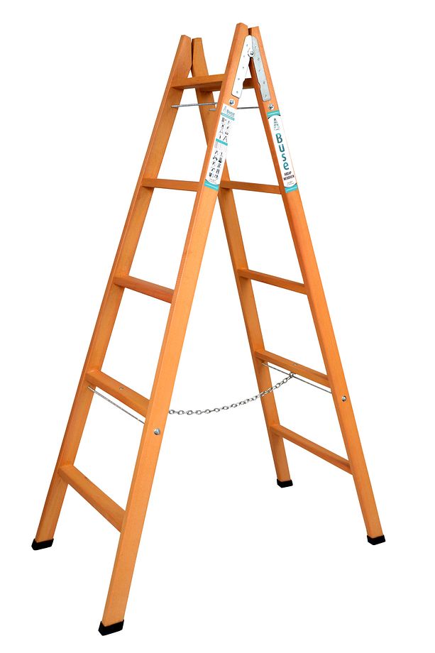 5+5 Çift Çıkışlı Geniş Basamaklı A Tipi Ahşap Merdiven 170 cm - 1
