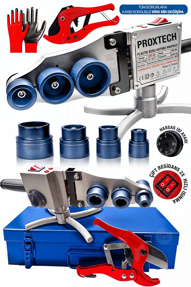 Metal Gövde 1500W Yüksek Kalite Çift Residans Ayarlı Pprc Plastik Boru Kaynak Makinesi Makaslı Set - 3