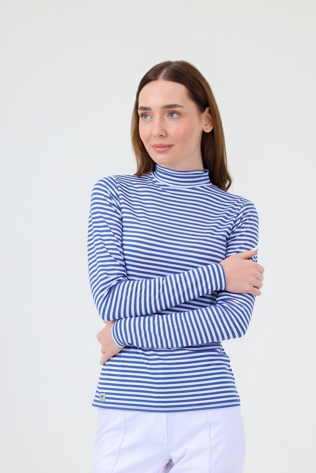 Turtleneck Striped Body Indigo White