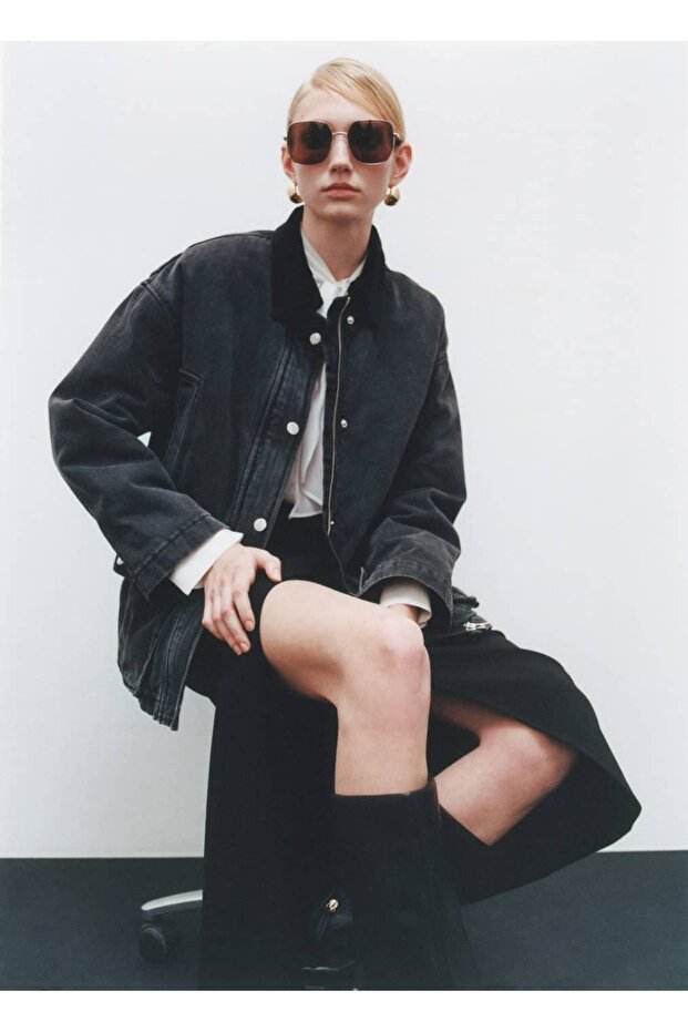 Fitilli kadife yaka cepli mont - 7