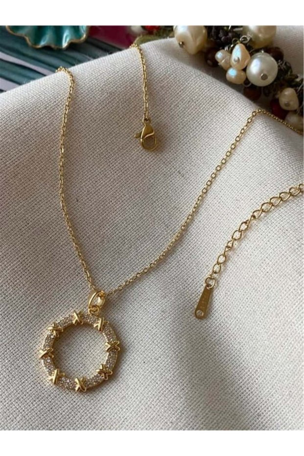 Steel Stone Gold Xoxo Necklace