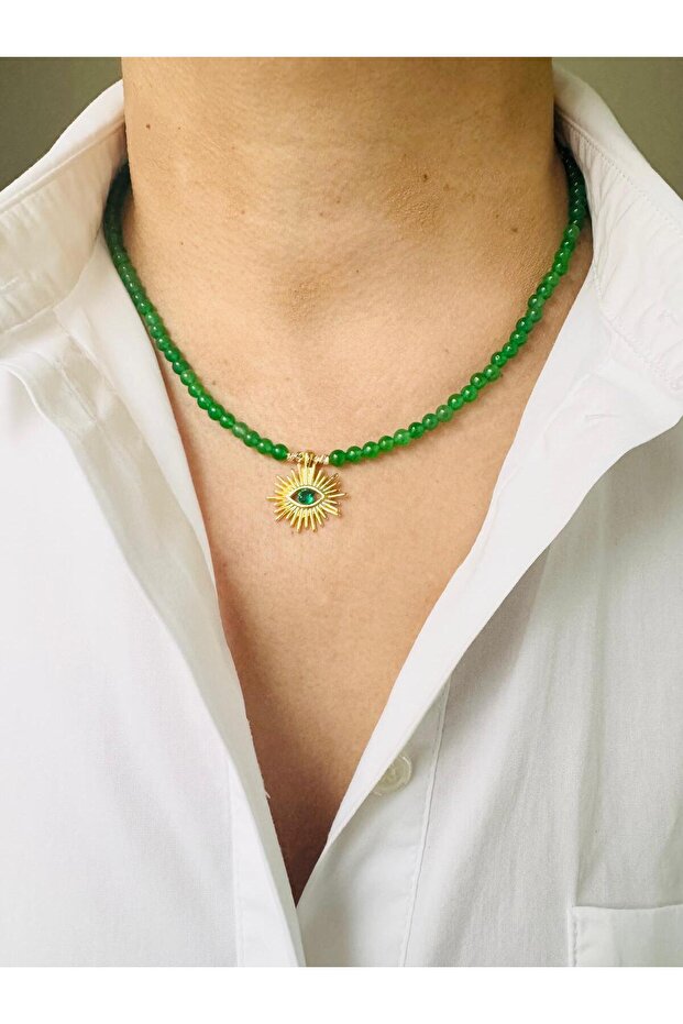 Natural Stone Eye Pendant Necklace
