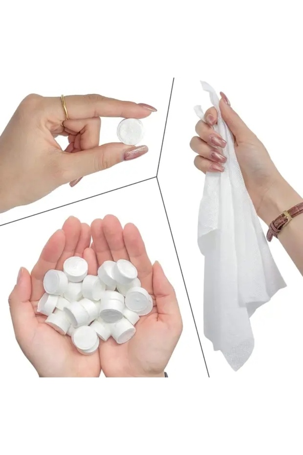 Sıkıştırılmış Tablet Bebek Mendil – Su Ile Açılan Tek Kullanımlık Bebek Temizlik Bezi (100 ADET) - 4