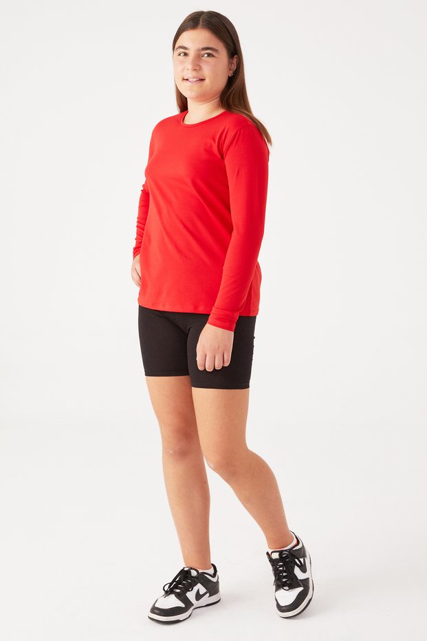 Crew Neck Cotton Long Sleeve Girl's T-Shirt Bodysuit 2008