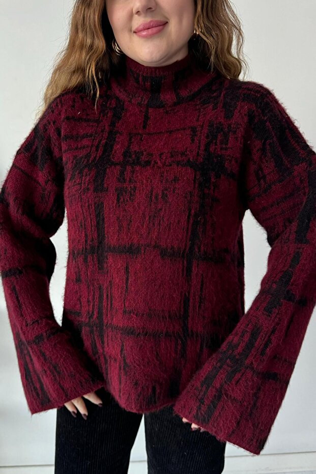 سترة بورجوندي منقوشة - 5