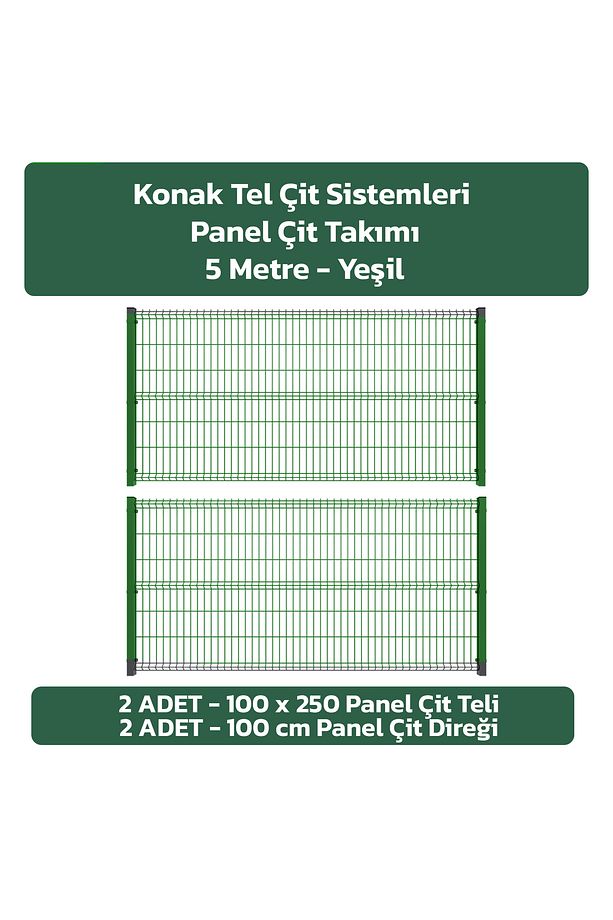 2 Adet Takım Panel Çit 100x250 cm 55X150 MM 4.00 Göz Aralığı 2 Adet Direk 100 cm Aksesuarlar Dahil - 1