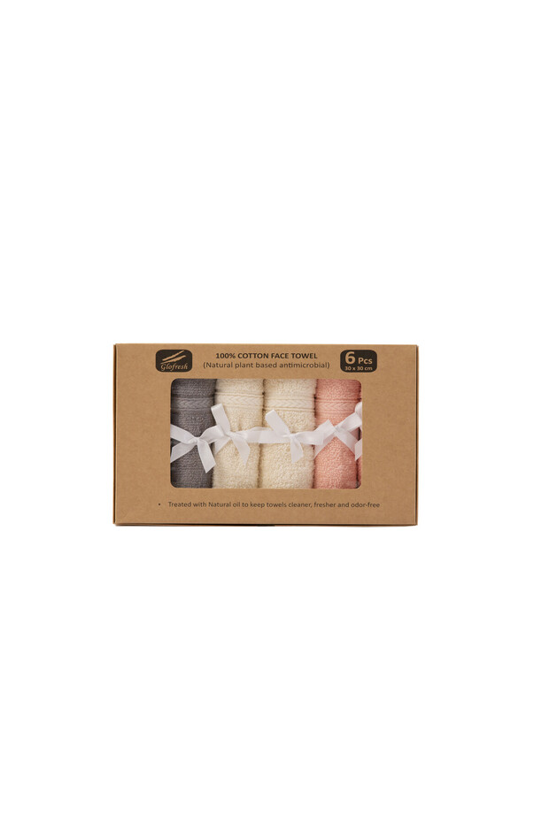 6-Piece Glofresh Antimicrobial Face Towel, Luxury Touch and Enhanced Hygiene for Daily Use