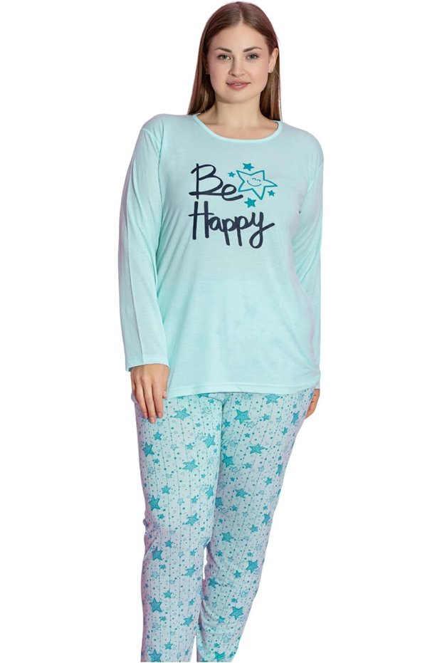 Women's Plus Pajama Set Full Sleeve T-Shirt & Pants 3XL-5XL Homewear Sleepwear