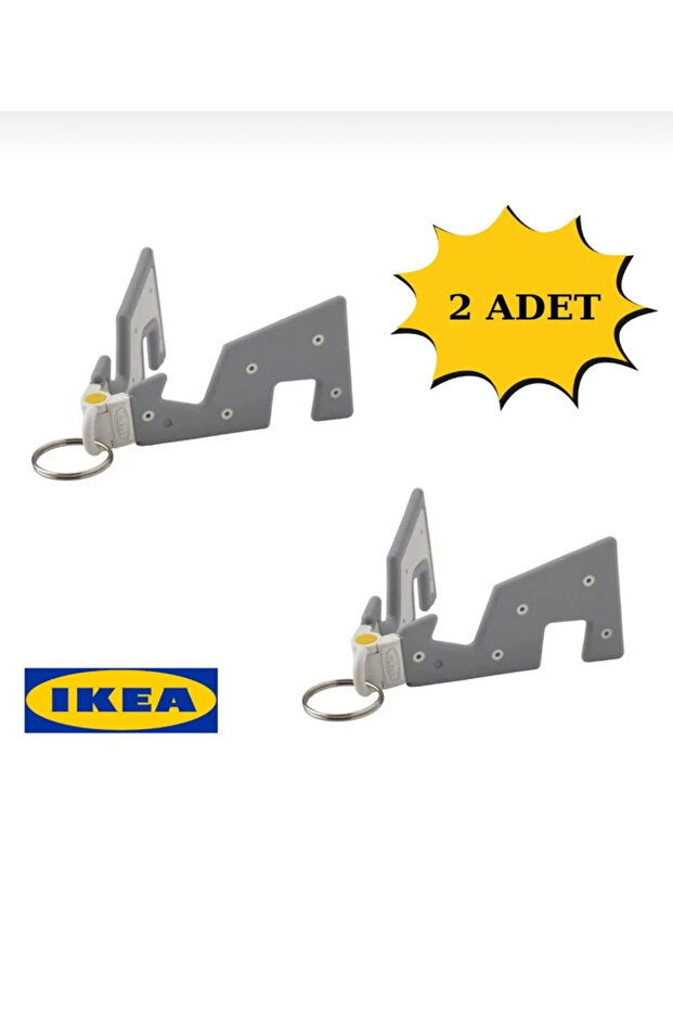 Yuppıenalle Gray Keychain and Mobile Phone Holder - 8X4 Cm, 2 Pieces