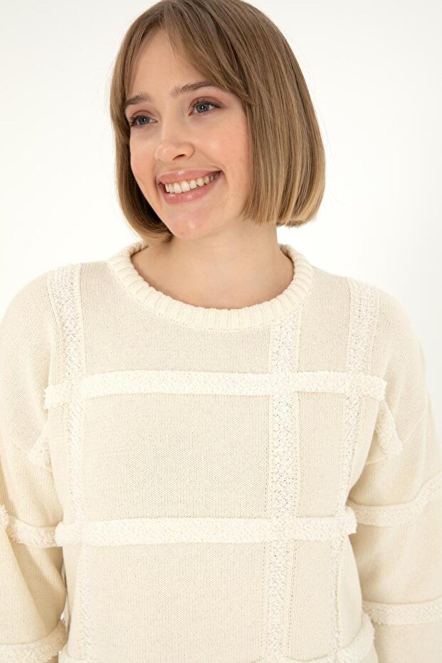 Bisiklet Yaka Yumuşak Doku Şık Kadın Kazak - 3