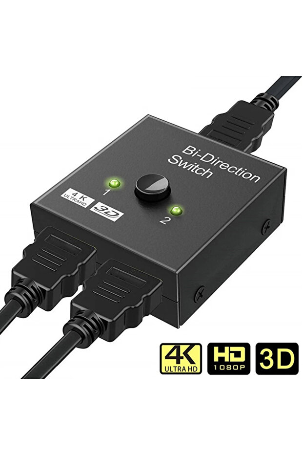 Black HD 4K 60Hz Bidirectional Switcher HDMI-compatible Switcher 2 in 1 out 1X2 Distribution for PC