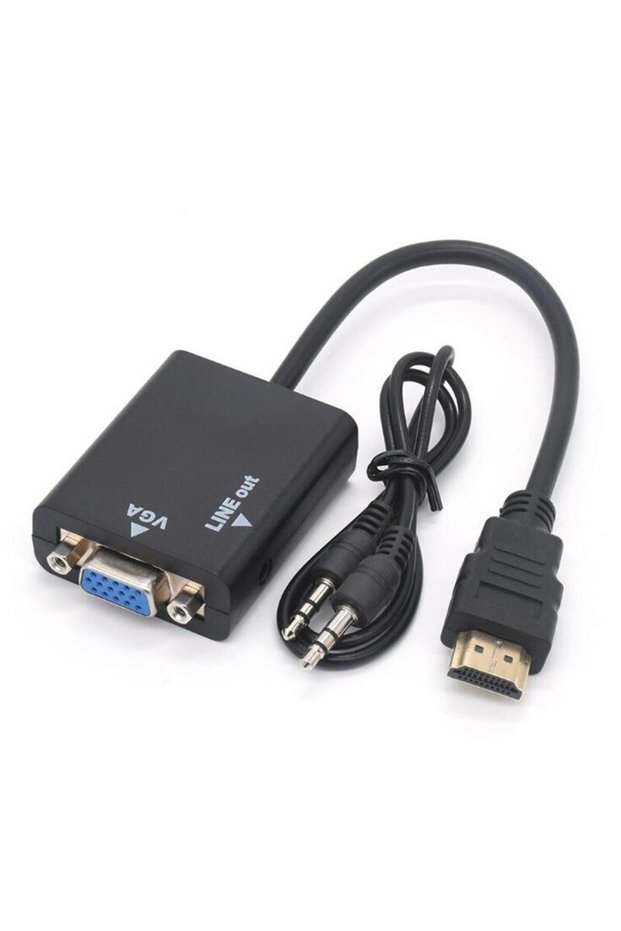 black Adapter HDTV TO VGA With Audio HDTV Male To VGA Female Converter Port HD To VGA Output 1080P H