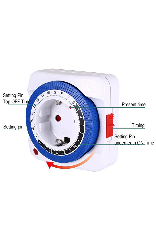 مفتاح مؤقت لمدة 24 ساعة في الاتحاد الأوروبي/الولايات المتحدة الأمريكية، مؤقت قابس مؤرض ميكانيكي قابل للبرمجة حلقة عد تنازلي ذكية... - 6