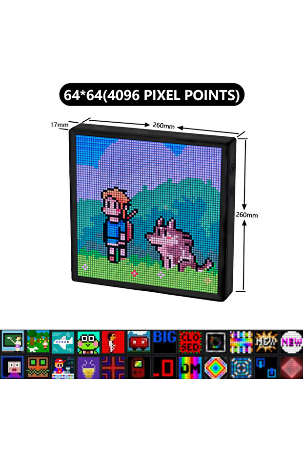 64x64 USB Plug LED Pixel Display 64x64 RGB LED Matrix Panel Programmable Pixel Art Display with Blue - 1