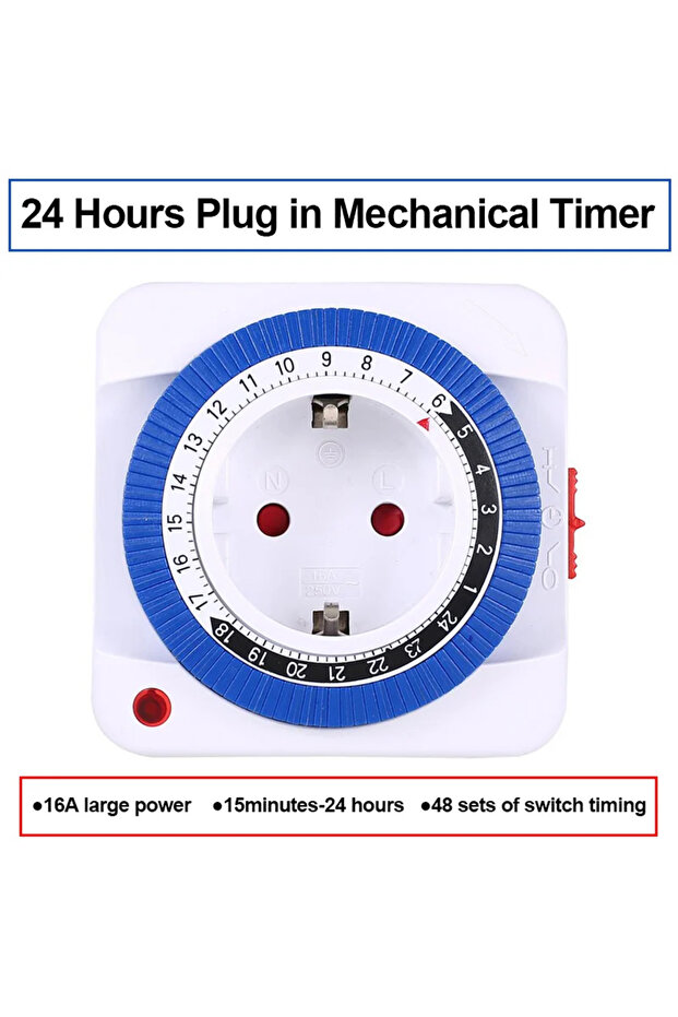 مفتاح مؤقت لمدة 24 ساعة في الاتحاد الأوروبي/الولايات المتحدة الأمريكية، مؤقت قابس مؤرض ميكانيكي قابل للبرمجة حلقة عد تنازلي ذكية... - 3