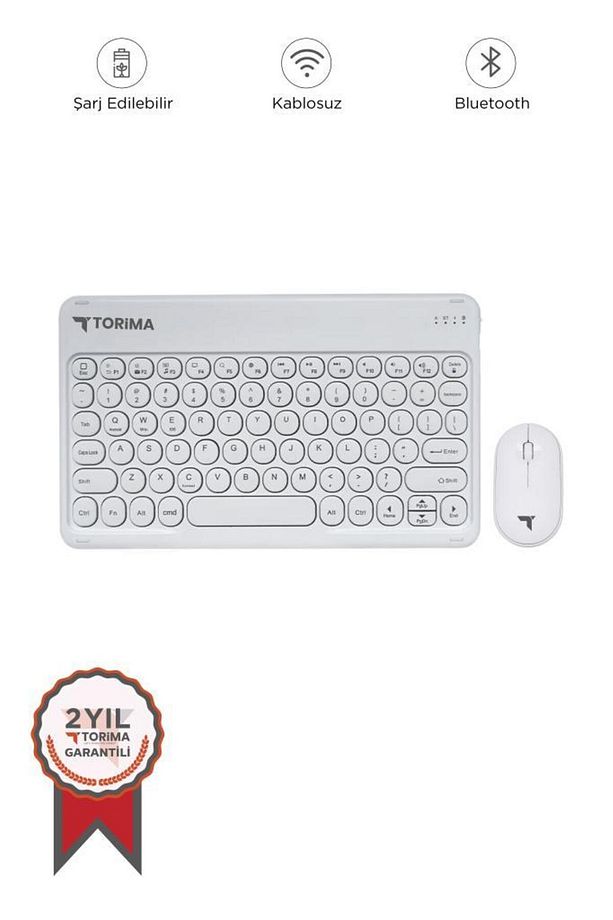 TMK-08 Beyaz Kablosuz Bluetooth Klavye Mouse Seti - 1
