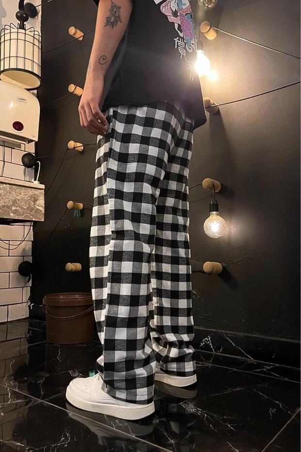 Kare Desenli Pijama Eşofman Altı - 3