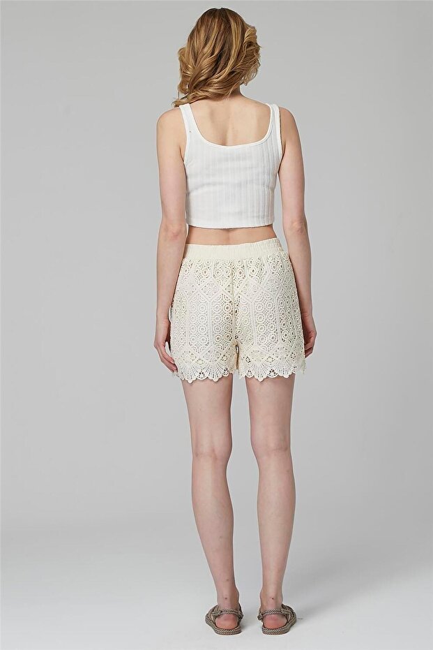 Dantel Lastikli Şort - 4