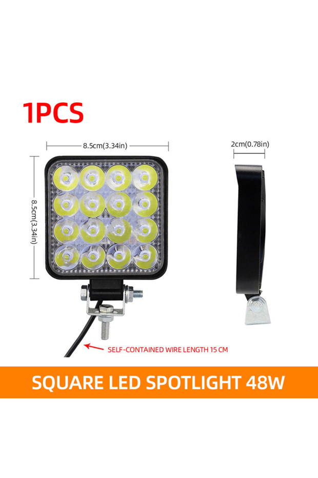 16SMD مربع 1 قطعة 48 واط سيارة LED بار ضوء العمل MINI 16SMD مصباح عمل مربع دائري 12 فولت ضوء الضباب التلقائي L