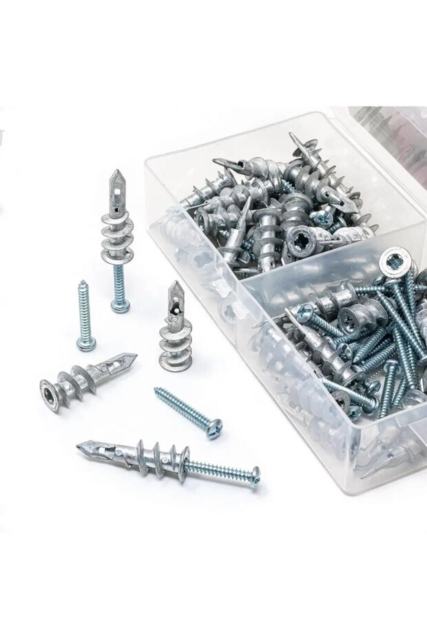 20 PCS Set Hollw Wall Plasterboard Anchor Zinc Alloy Drywall Self-drilling Anchors E8/13*41mm #8*1-1