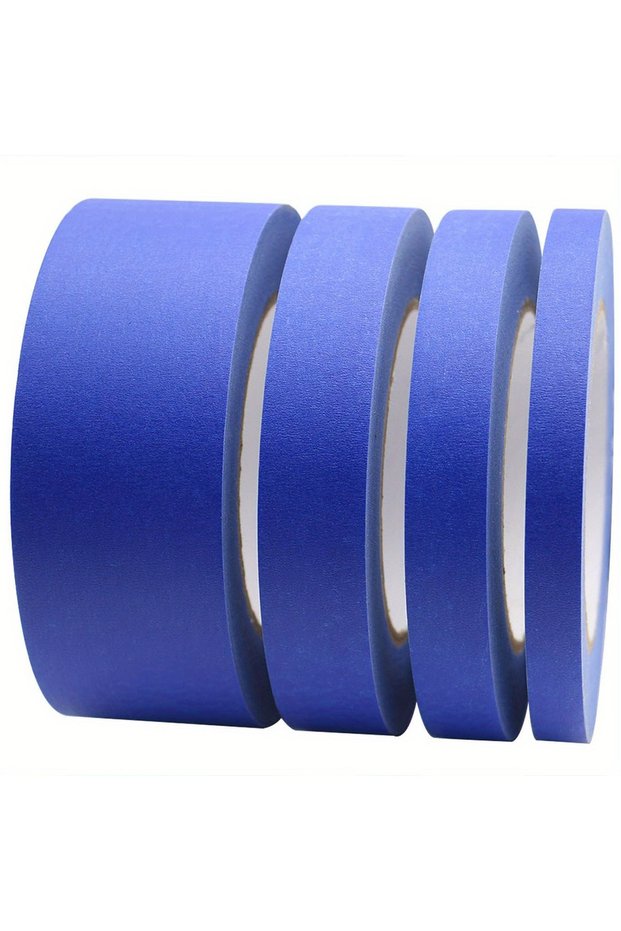 4pcs Blue Painters Tape, 1/2 inch,3/4 inch,1 inch,2 inch, Multi Size Painting Masking Tape, Clean Re