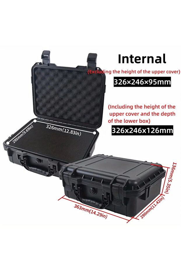 363x290x136mm 1pc Waterproof Hard Carry Case Bag Tool Case With Pre-cut Sponge Storage Box Safety Pr