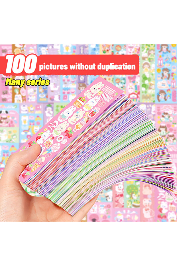 100 PCS PCS Cute Stickers Kawaii Cartoon Laser Sticker for Kid Sticker Plate DIY Popular Cam - 1