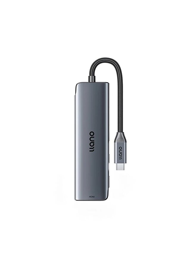 موزع USB-C 5 في 1 من Llano باللون الرمادي، محطة إرساء لأجهزة الكمبيوتر المحمولة، موزع USB3.0 بدقة 4k60hz، واجهة HDMI متعددة، Pd - 8