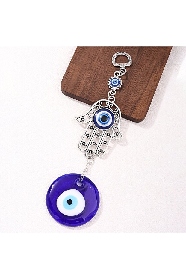 A 3155 1 Pc Alloy Palm and Devil's Eye Charm for Car Pendant Home Wind Chime Hanging Outdoor Gardeni