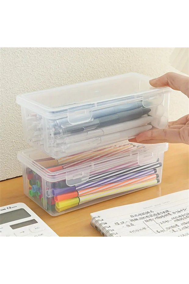1pc 1pc Lightweight Translucent Pencil Case: Big Capacity & Frosted Design - Perfect For School Supp