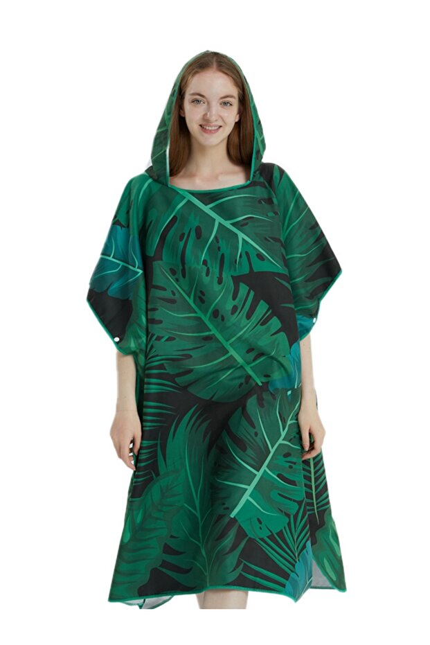 Green Surf Poncho Towel Poncho Quick-Dry Towel Hoodie Microfiber Beach Robe Changing Poncho Swim Tow