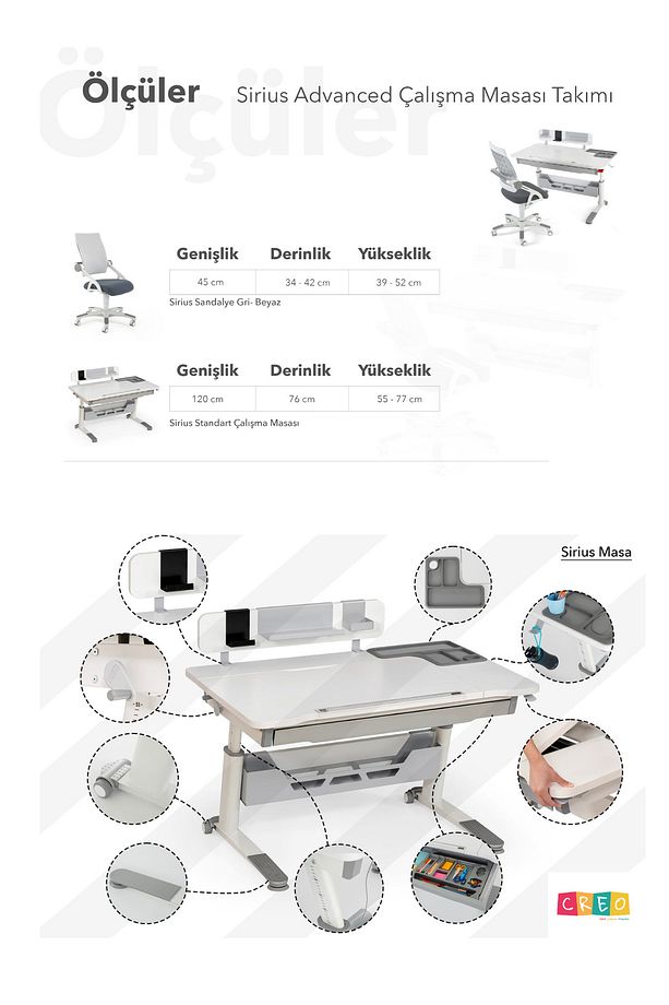 Yükseklik Ve Eğim Ayarlı, Sirius Advanced Bilgisayar Ve Çalışma Masası Takımı Beyaz/mavi - 9