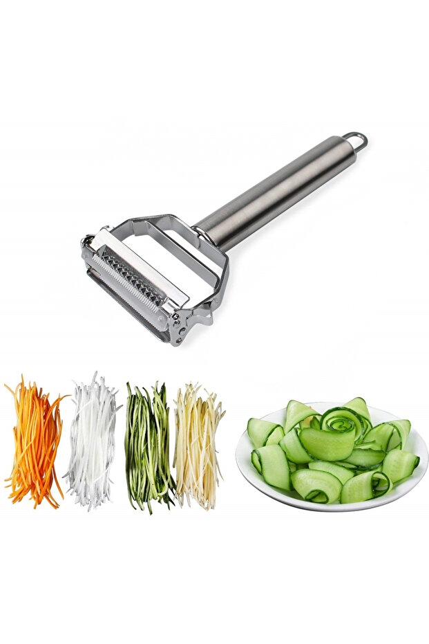 LMETJMA Multifunctional Julienne Peeler Vegetable Fruit Peeler Stainless Steel Durable Potato Sli...