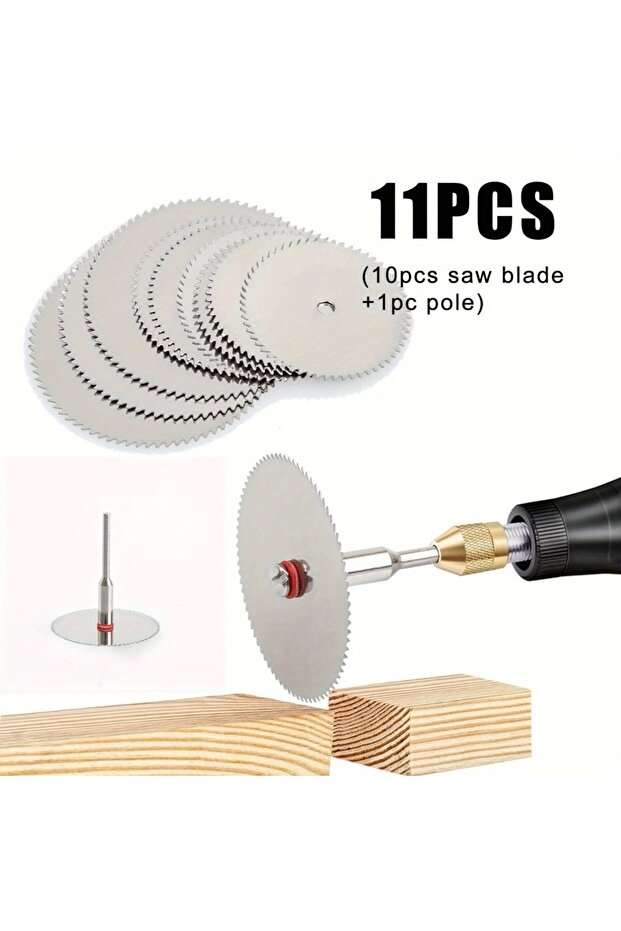 Silver 11PCS Micro Circular Saw Blade Accessory Electric Grinding Cutting Disc Metal Cutter Rotary T