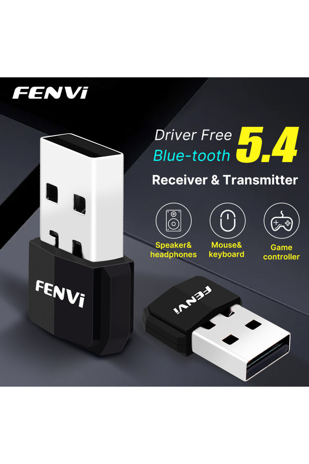 محول بلوتوث 5.4 FENVI USB، جهاز إرسال واستقبال بلوتوث 5.4، دونجل بلوتوث 5.3، USB لاسلكي