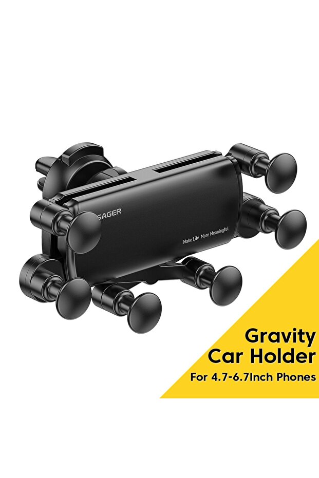 ESSAGER Black Holder EssagerUniversal 6 Points Solid Fold Car Phone Holder Gravity Car Holder For Ph