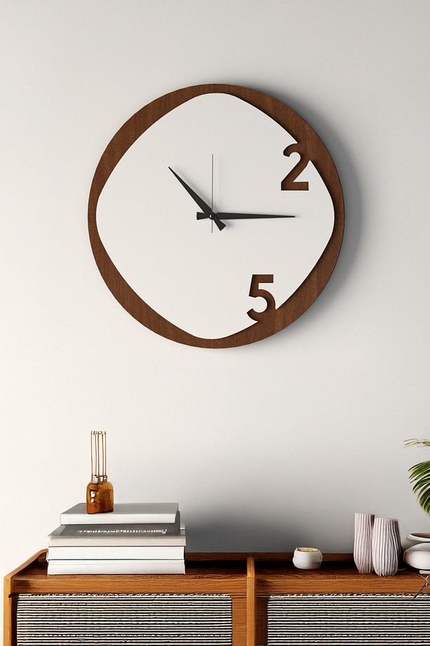 Dekoratif Yeni Modern Arcturus Ahşap Duvar Saati 48cm - 4