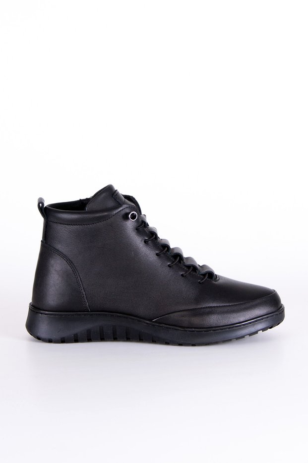 Genuine Leather Orthopedic Sole Lace up and Zippered Women's Boots Nesca1020