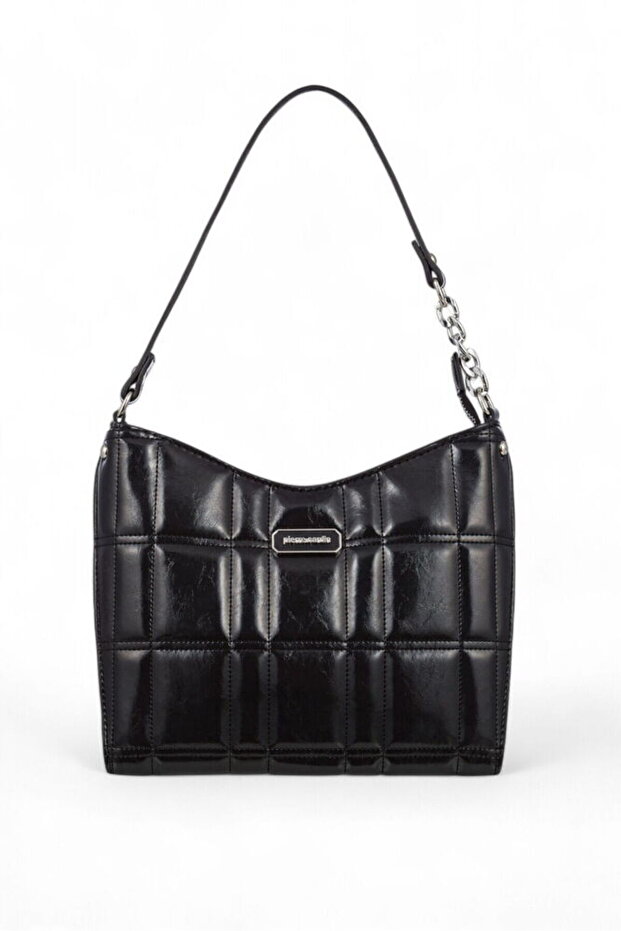 Black Women's Shoulder Bag with Logo Detail 05Pc24K822-Krs