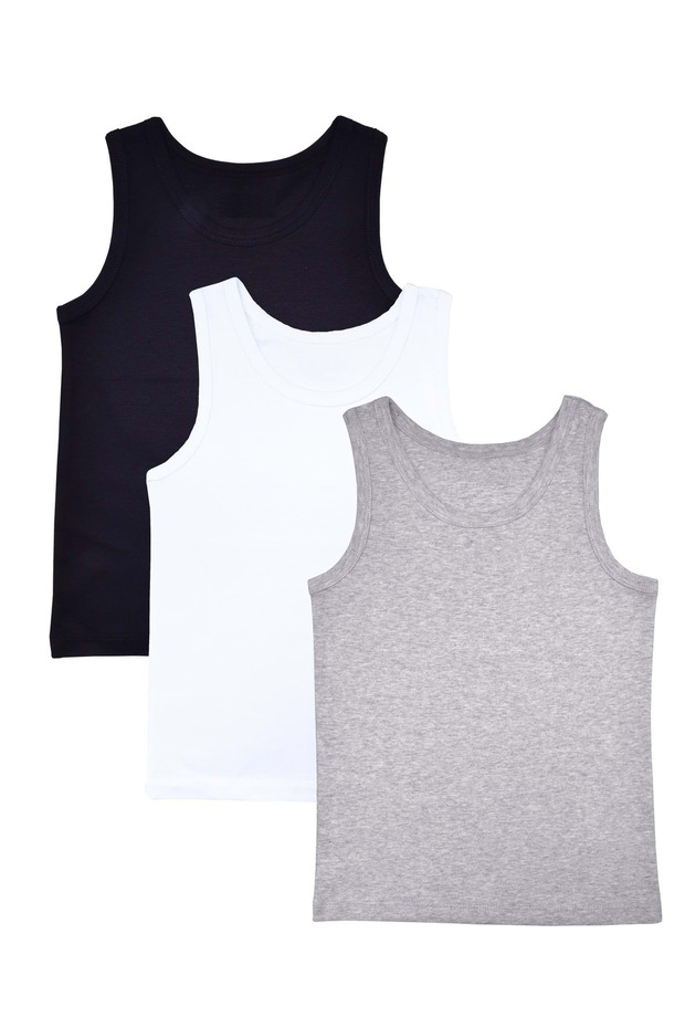 6 Pack Children's Undershirt 100% Cotton White Black Gray Mixed Color