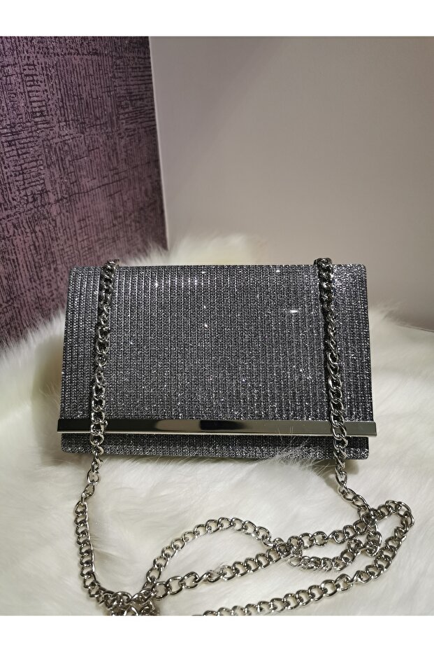 Women's Chupra Smoked Platinum Evening Clutch Portfolio Bag