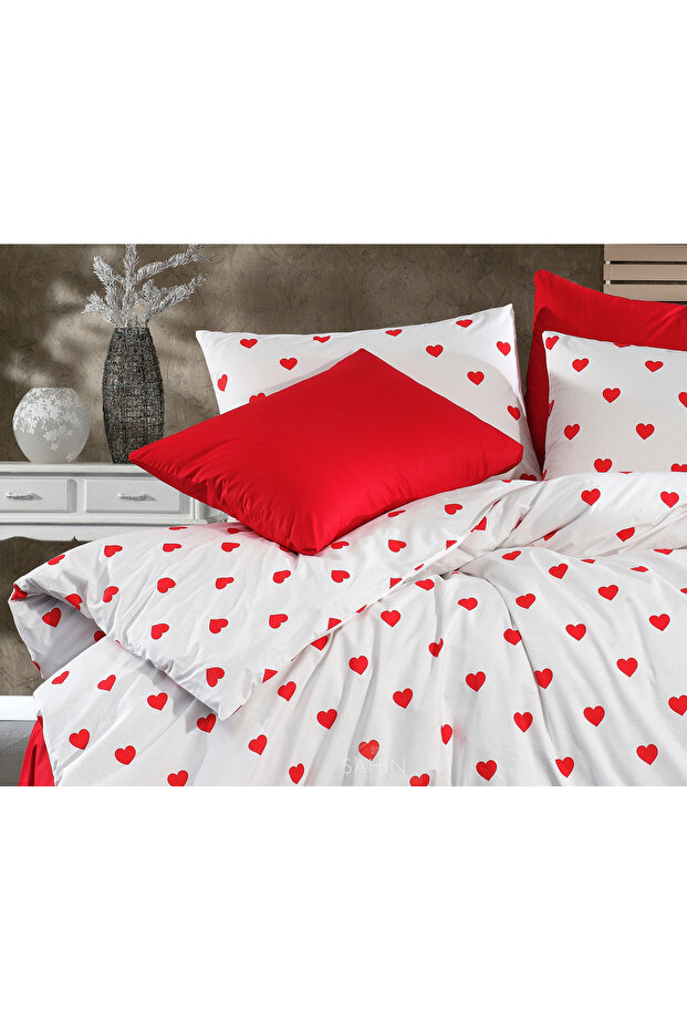 Kırmızı Kalpli Çift Kişilik Nevresim Seti - 2